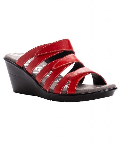 Women's Lexie Slide Sandals Red $42.73 Shoes