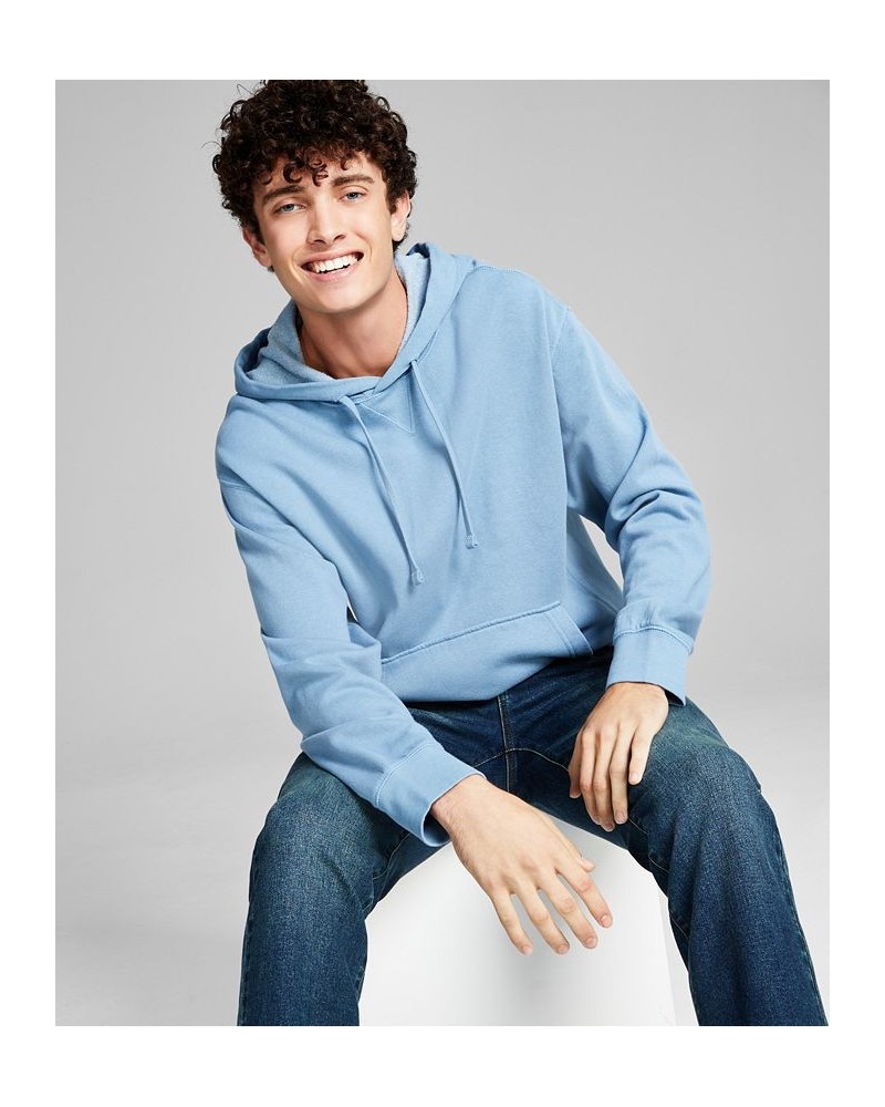 Men's Fleece Hoodie with Kangaroo Pockets Light Blue $14.58 Sweatshirt