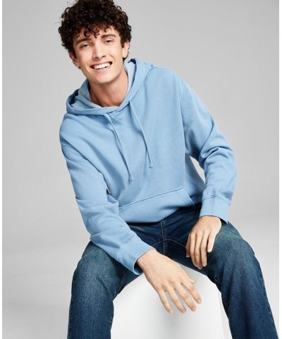 Men's Fleece Hoodie with Kangaroo Pockets Light Blue $14.58 Sweatshirt