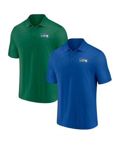 Men's Branded Royal, Green Seattle Seahawks Home & Away Throwback 2-Pack Polo Shirt Set $26.04 Polo Shirts