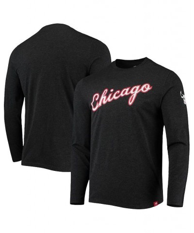 Men's Black Chicago Bulls City Edition Comfy Tri-Blend Long Sleeve T-shirt $29.40 T-Shirts