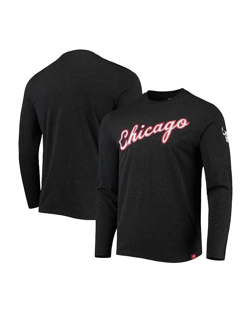 Men's Black Chicago Bulls City Edition Comfy Tri-Blend Long Sleeve T-shirt $29.40 T-Shirts