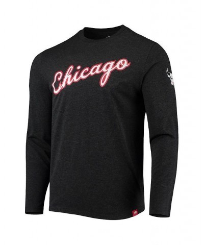 Men's Black Chicago Bulls City Edition Comfy Tri-Blend Long Sleeve T-shirt $29.40 T-Shirts