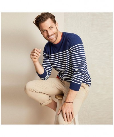 Men's Long Sleeve Rugby Crew Tee Placed navy/ivory stripe $34.84 Polo Shirts