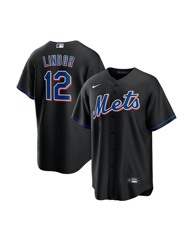 Men's Francisco Lindor Black New York Mets 2022 Alternate Replica Player Jersey $62.35 Jersey