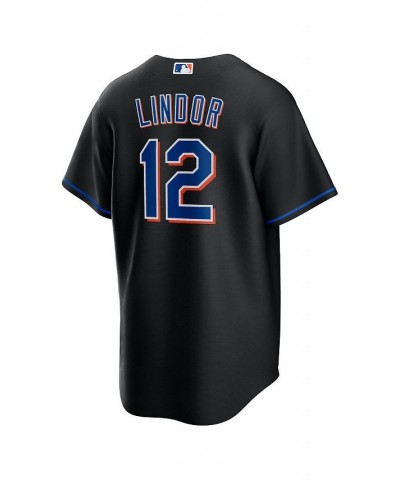 Men's Francisco Lindor Black New York Mets 2022 Alternate Replica Player Jersey $62.35 Jersey