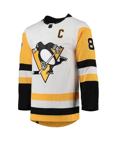 Men's Sidney Crosby White Pittsburgh Penguins Away Captain Patch Primegreen Authentic Pro Player Jersey $88.80 Jersey