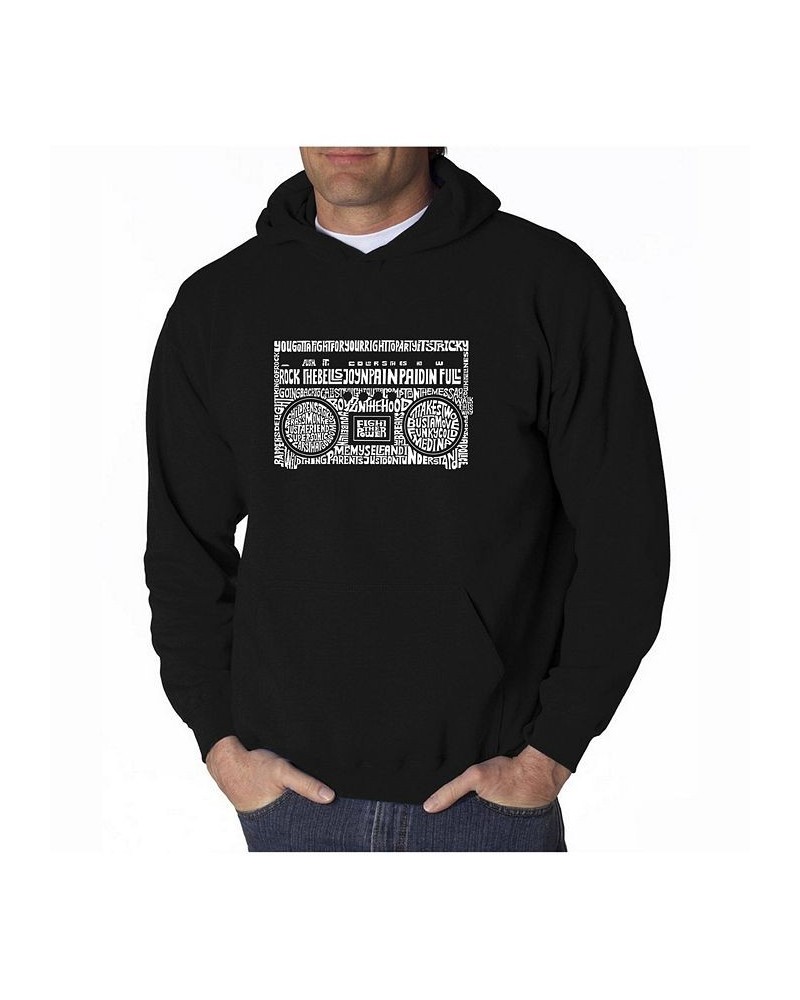 Men's Word Art Hooded Sweatshirt - Greatest Rap Hits of The 1980's Black $24.00 Sweatshirt