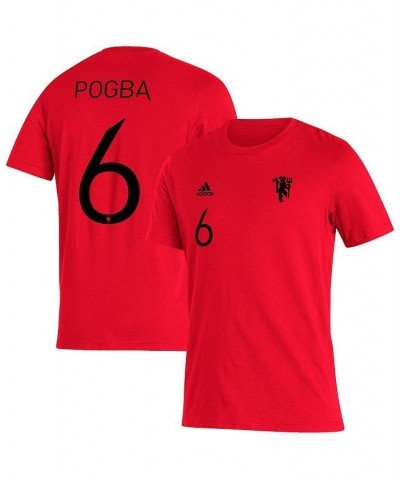 Men's Paul Pogba Red Manchester United Name and Number Amplifier T-shirt $15.75 T-Shirts