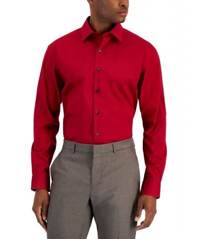 Men's Regular Fit 2-Way Stretch Stain Resistant Dress Shirt Red $19.50 Dress Shirts