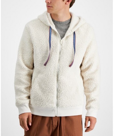 Men's Regular-Fit Full-Zip Sherpa Hoodie White $15.26 Sweatshirt