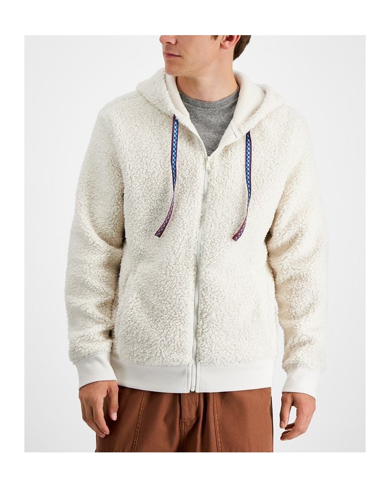 Men's Regular-Fit Full-Zip Sherpa Hoodie White $15.26 Sweatshirt