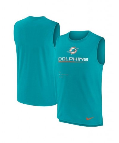 Men's Aqua Miami Dolphins Muscle Trainer Tank Top $17.28 T-Shirts