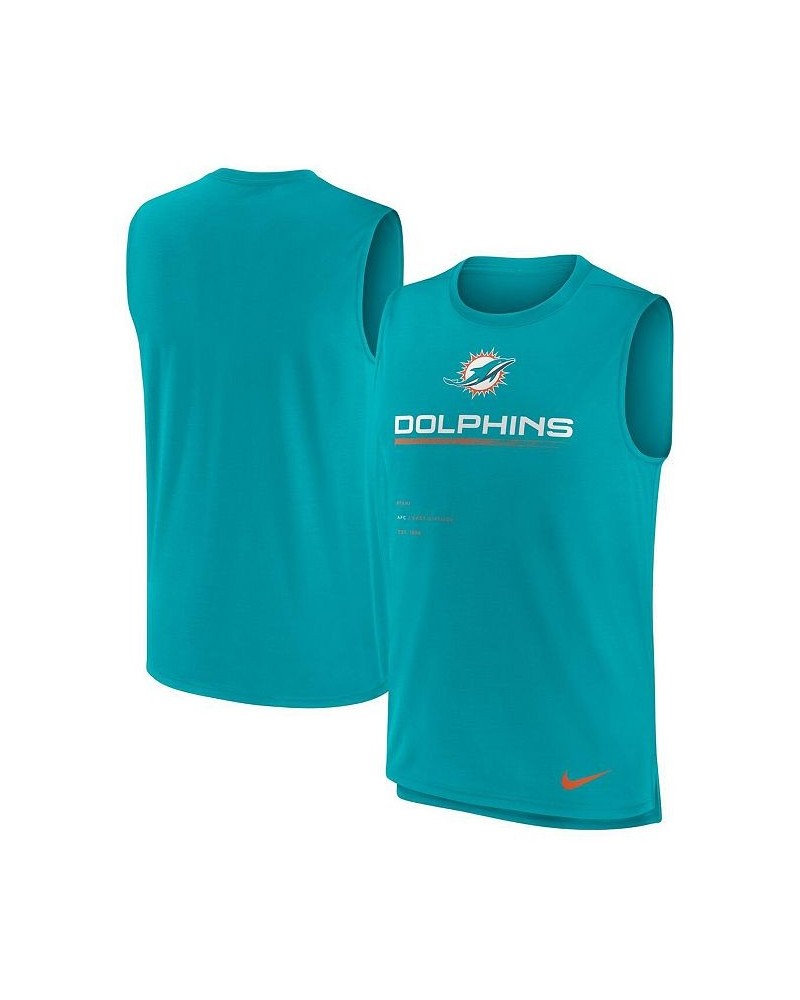 Men's Aqua Miami Dolphins Muscle Trainer Tank Top $17.28 T-Shirts