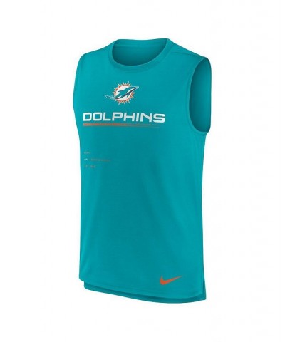 Men's Aqua Miami Dolphins Muscle Trainer Tank Top $17.28 T-Shirts