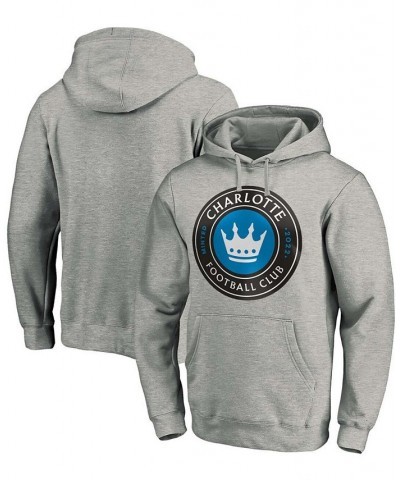 Men's Heathered Gray Charlotte FC Primary Logo Pullover Hoodie $29.57 Sweatshirt