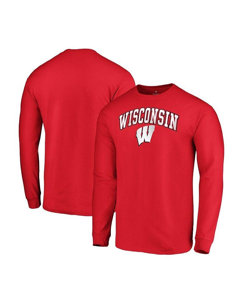 Men's Branded Red Wisconsin Badgers Campus Long Sleeve T-shirt $12.04 T-Shirts