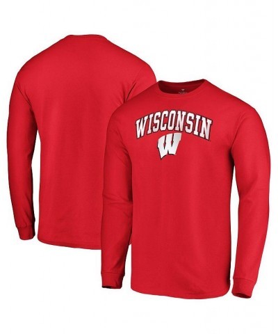 Men's Branded Red Wisconsin Badgers Campus Long Sleeve T-shirt $12.04 T-Shirts