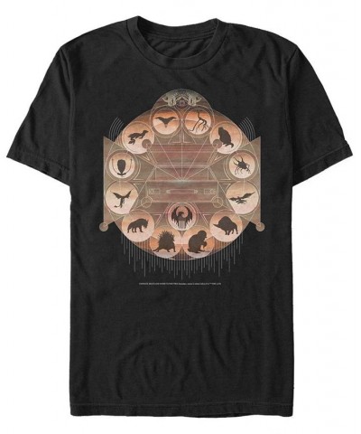 Men's Fantastic Beasts and Where to Find Them Circle of Beasts Short Sleeve T-shirt Black $16.45 T-Shirts