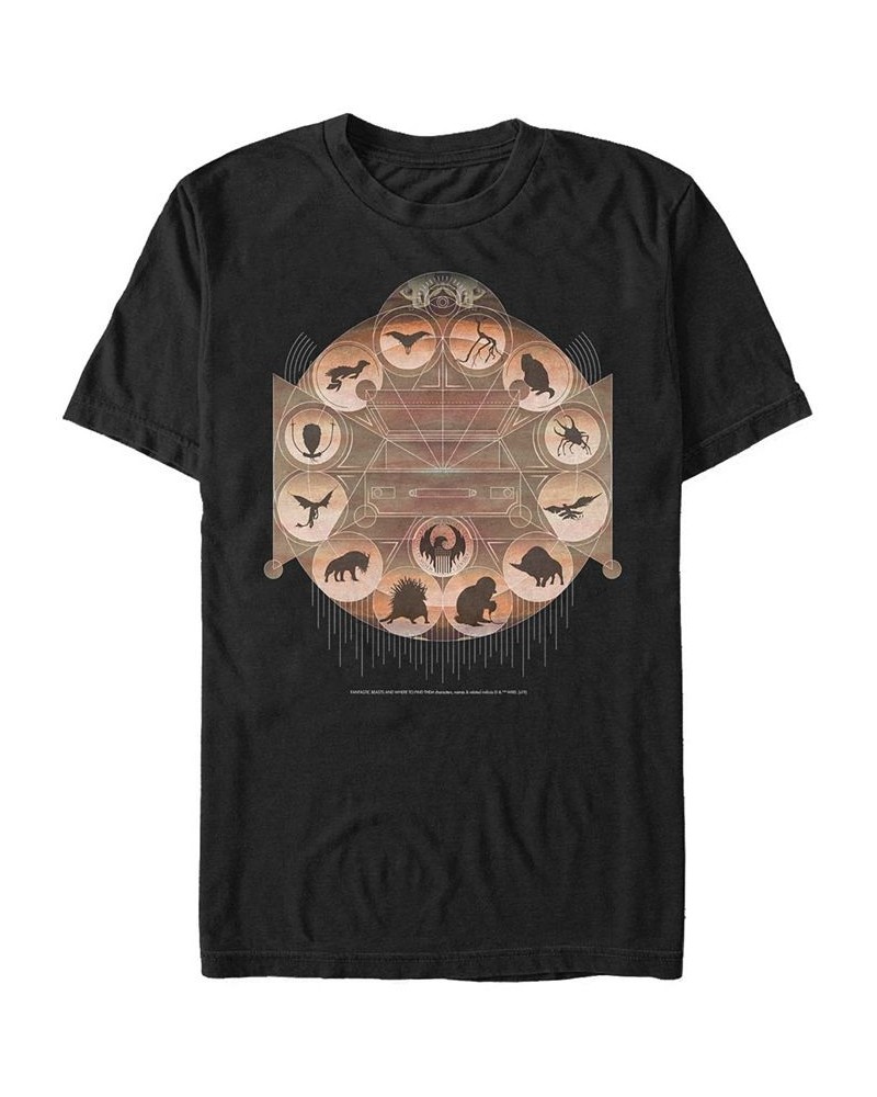 Men's Fantastic Beasts and Where to Find Them Circle of Beasts Short Sleeve T-shirt Black $16.45 T-Shirts