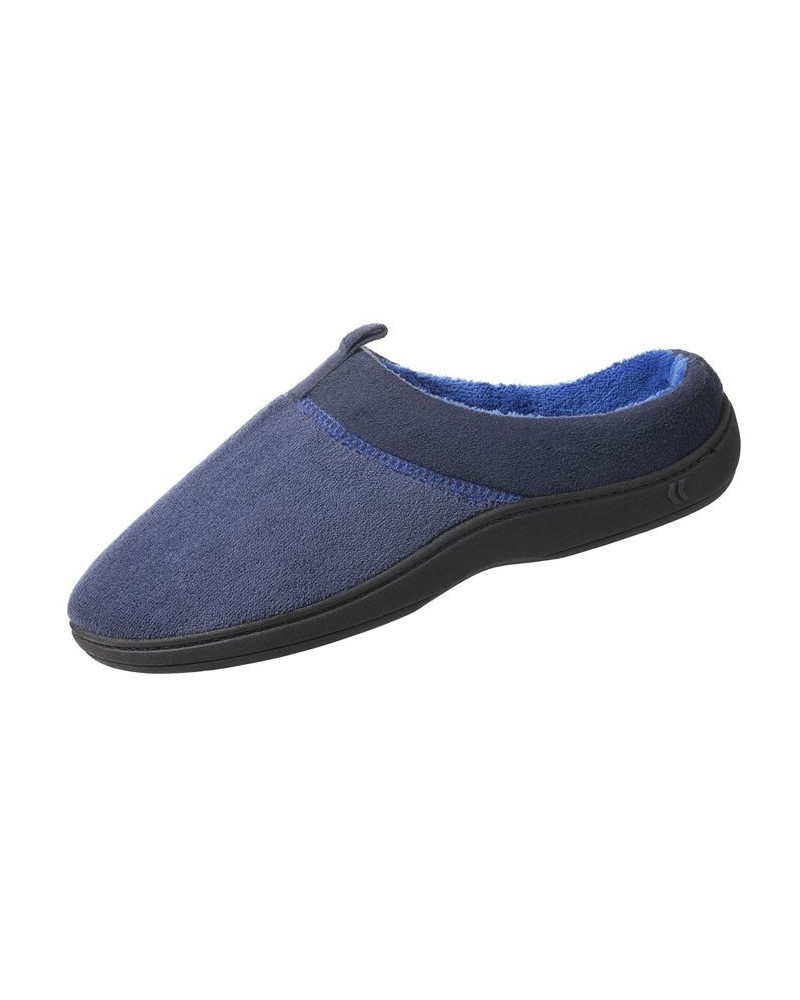 Isotoner Signature Men's Microterry Jared Hoodback Slippers with Memory Foam Blue $12.22 Shoes