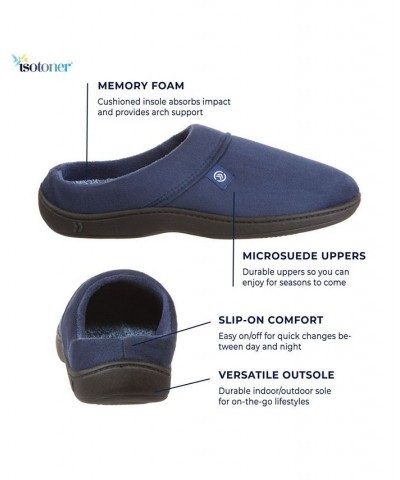 Isotoner Signature Men's Microterry Jared Hoodback Slippers with Memory Foam Blue $12.22 Shoes