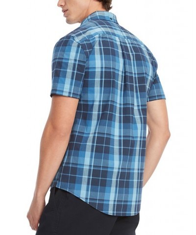 Men's Marley Plaid Regular Fit Short Sleeve Woven Shirt Blue $38.16 Shirts