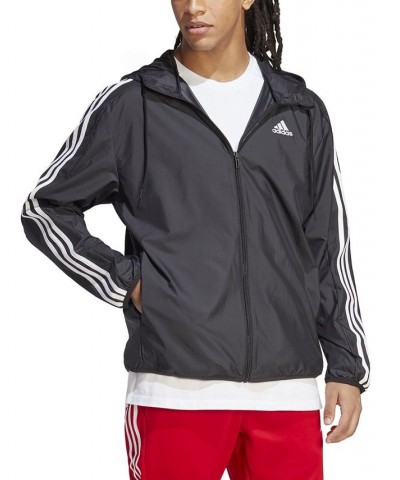 Men's Essentials Woven Three-Stripes Logo Windbreaker Multi $33.13 Jackets