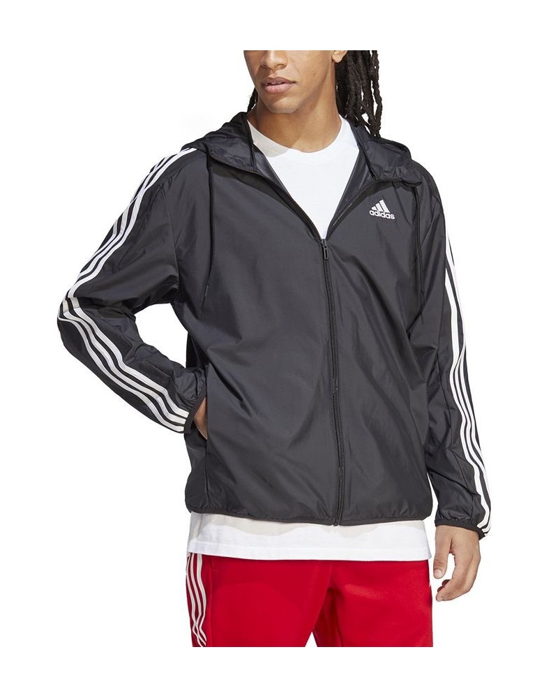 Men's Essentials Woven Three-Stripes Logo Windbreaker Multi $33.13 Jackets