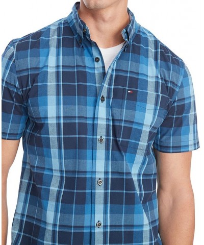 Men's Marley Plaid Regular Fit Short Sleeve Woven Shirt Blue $38.16 Shirts