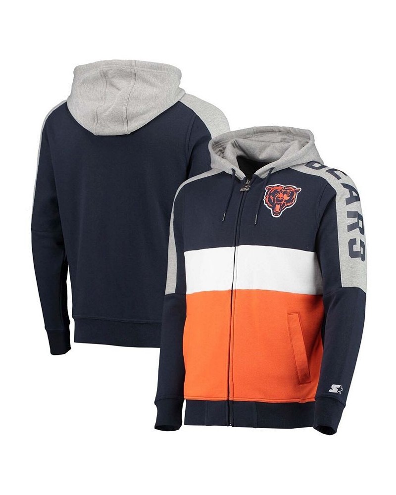 Men's Navy, Orange Chicago Bears Playoffs Color Block Full-Zip Hoodie $38.70 Sweatshirt