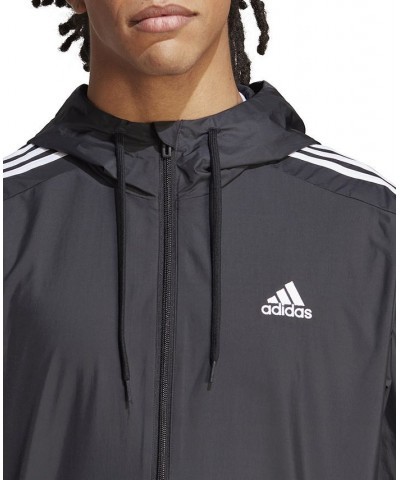 Men's Essentials Woven Three-Stripes Logo Windbreaker Multi $33.13 Jackets