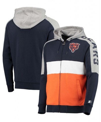 Men's Navy, Orange Chicago Bears Playoffs Color Block Full-Zip Hoodie $38.70 Sweatshirt