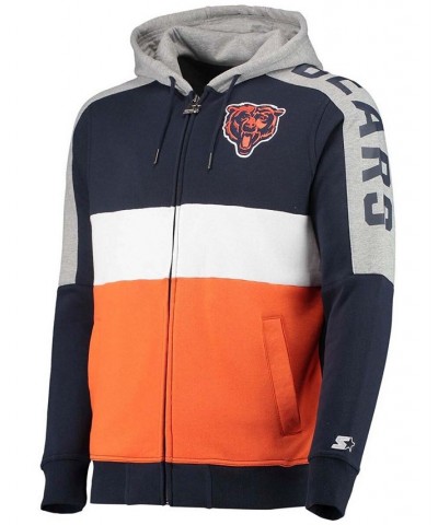 Men's Navy, Orange Chicago Bears Playoffs Color Block Full-Zip Hoodie $38.70 Sweatshirt