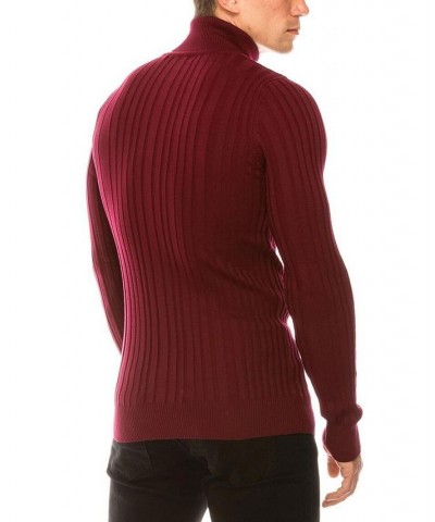 Men's Modern Ribbed Sweater Burgundy $32.90 Sweaters