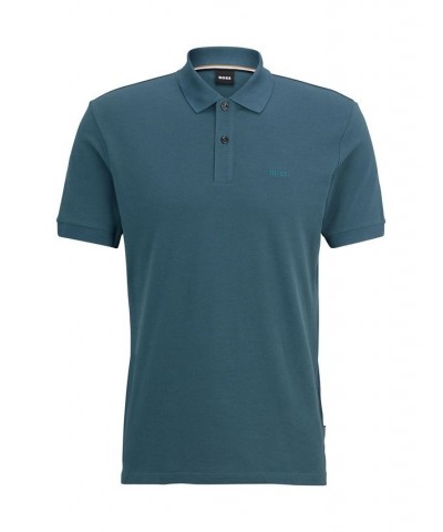 BOSS Men's Embroidered Logo Cotton Polo Shirt Blue $32.40 Polo Shirts