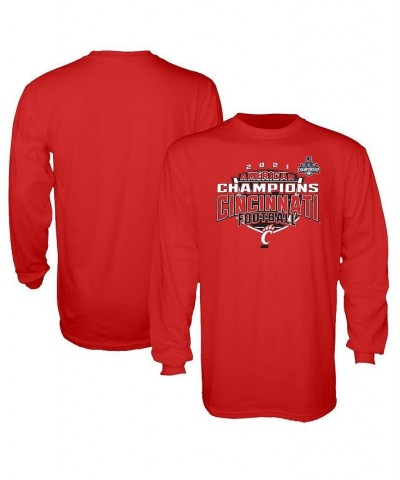 Men's Red Cincinnati Bearcats 2021 AAC Football Conference Champions Locker Room Long Sleeve T-shirt $20.39 T-Shirts