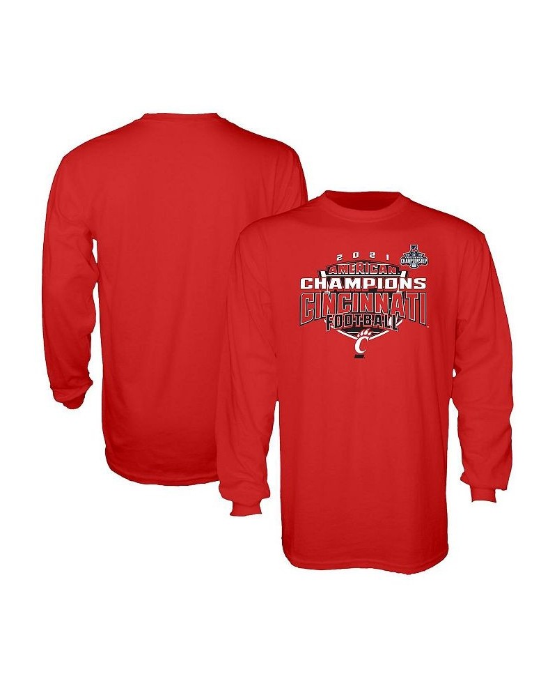 Men's Red Cincinnati Bearcats 2021 AAC Football Conference Champions Locker Room Long Sleeve T-shirt $20.39 T-Shirts