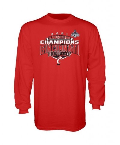 Men's Red Cincinnati Bearcats 2021 AAC Football Conference Champions Locker Room Long Sleeve T-shirt $20.39 T-Shirts