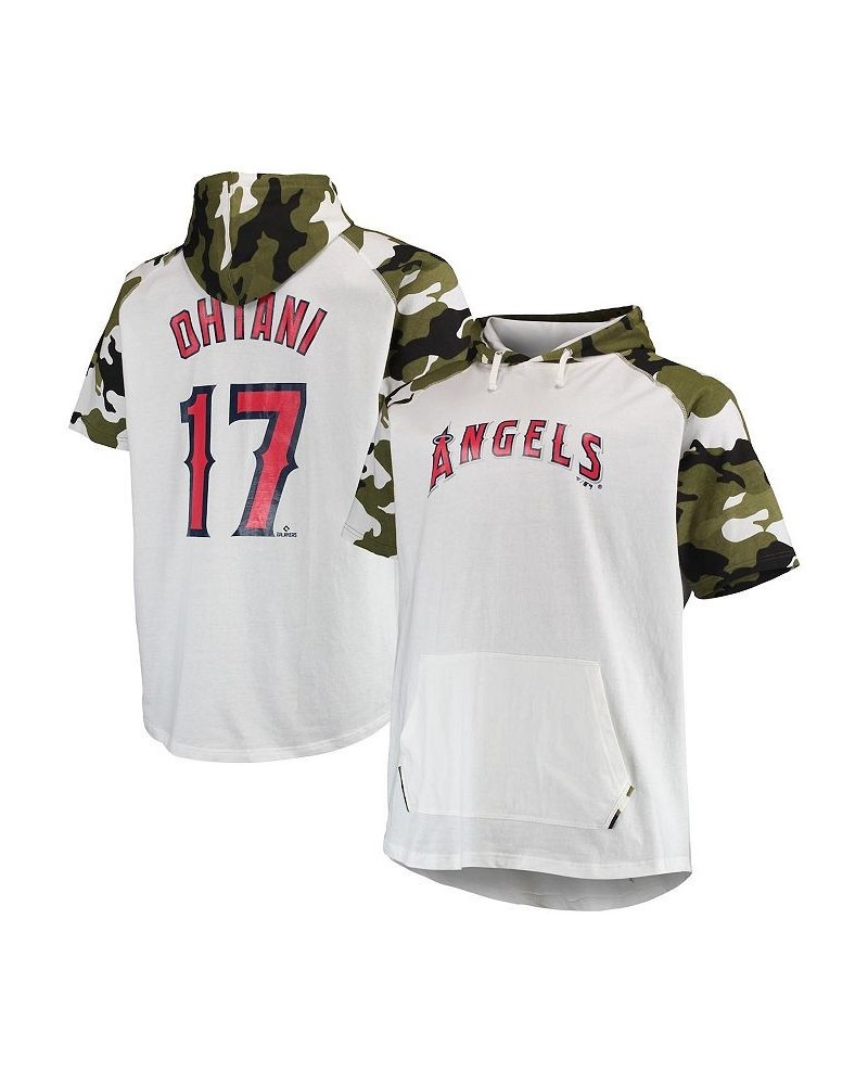 Men's Shohei Ohtani White and Camo Los Angeles Angels Big and Tall Raglan Hoodie T-shirt $17.27 T-Shirts