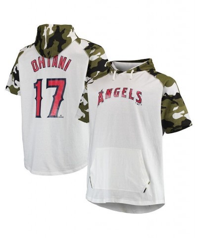 Men's Shohei Ohtani White and Camo Los Angeles Angels Big and Tall Raglan Hoodie T-shirt $17.27 T-Shirts