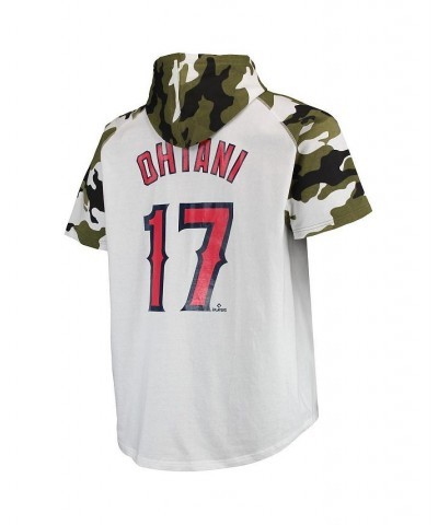 Men's Shohei Ohtani White and Camo Los Angeles Angels Big and Tall Raglan Hoodie T-shirt $17.27 T-Shirts