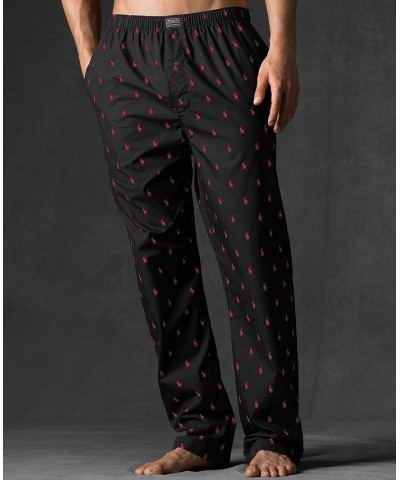 Men's Polo Player Pajama Pants Black/Red $27.95 Pajama