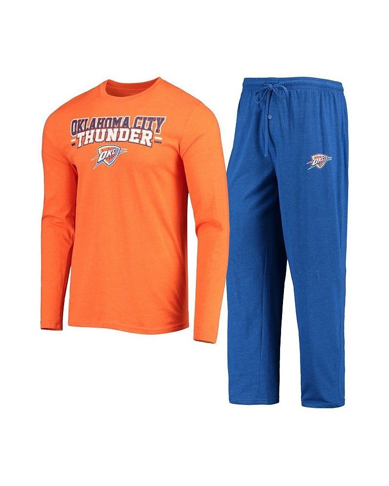 Men's Blue, Orange Oklahoma City Thunder Long Sleeve T-Shirt & Pants Sleep Set $23.65 Pajama