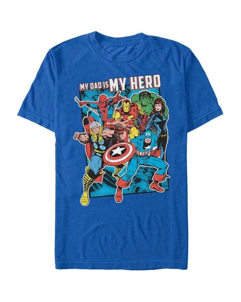 Marvel Men's Comic Collection My Dad Is My Hero Short Sleeve T-Shirt Blue $19.24 T-Shirts