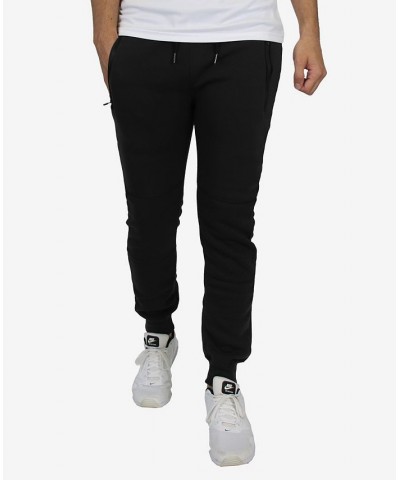 Men's Slim Fit Fleece Jogger Sweatpants with Heat Seal Zipper Pockets Black $17.64 Pants