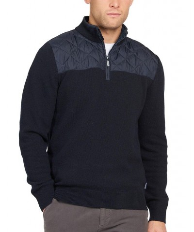 Men's Essential Diamond Quilted Half-Zip Sweater Blue $38.40 Sweaters