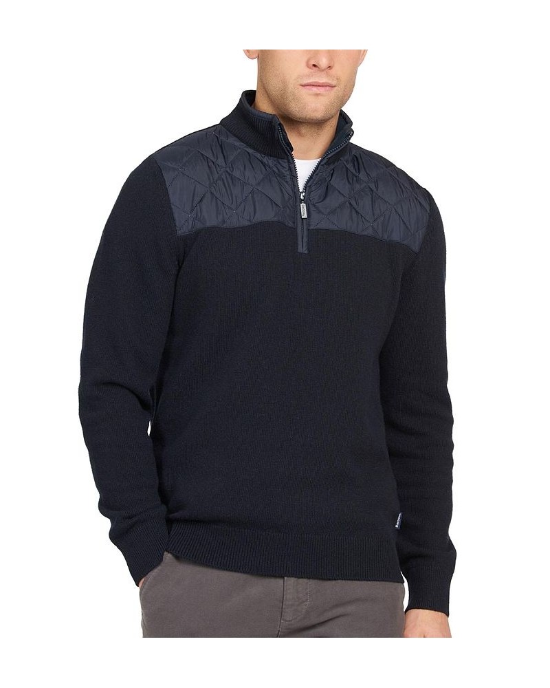 Men's Essential Diamond Quilted Half-Zip Sweater Blue $38.40 Sweaters