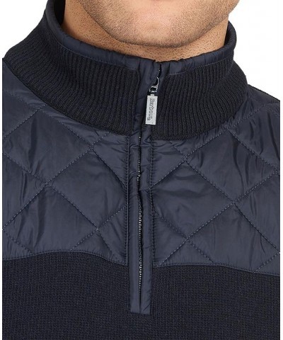 Men's Essential Diamond Quilted Half-Zip Sweater Blue $38.40 Sweaters