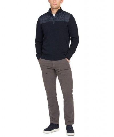 Men's Essential Diamond Quilted Half-Zip Sweater Blue $38.40 Sweaters